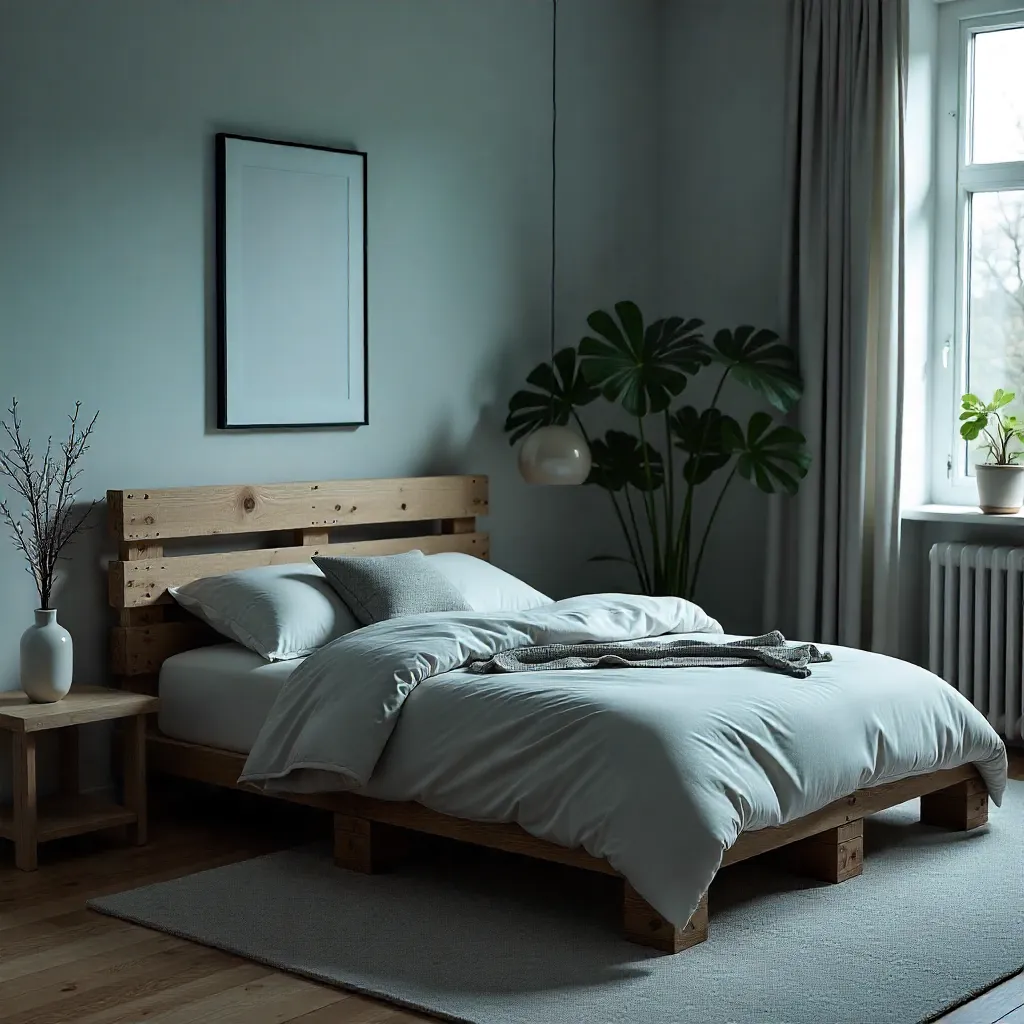 Bedroom furniture made from upcycled pallets